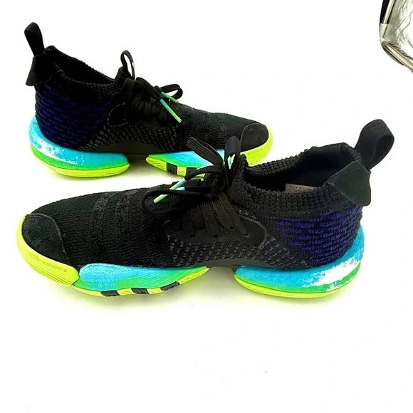 Adidas Trae Young 2 Trae-Tlien‎ Boys Size 6 Core Black H06473 Team Solar Green - Picture 4 of 15